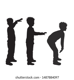 Vector silhouette of children´s friends on white background. Symbol of child, siblings,boy, brother,family,free,funny.