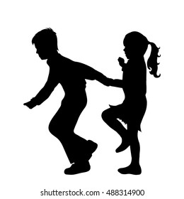 Vector silhouette of friends on white background.