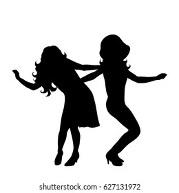 Vector silhouette of friends on white background.