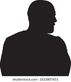 vector; silhouette front view of adult man arms crossed looking away