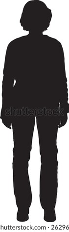 vector silhouette front view of a adult woman standing 