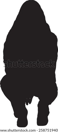 vector; silhouette; front view of a girl squatting