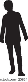 vector; silhouette, front view of a man standing 