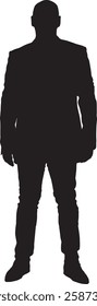 vector; silhouette; front view of a man dressed blazer