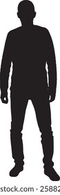 vector; silhouette; front view of a man looking at camera 