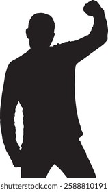 vector; silhouette; front view of man arms raised