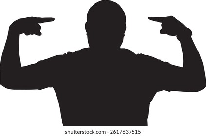 vector; silhouette of front view of a  man points to himself
