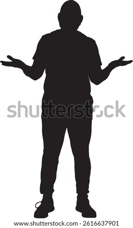 vector; silhouette front view of a man showing dubt