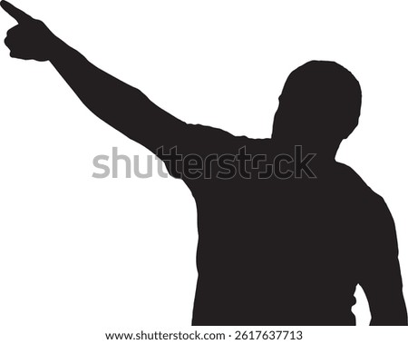 vector; silhouette of front view of a  man pointing up