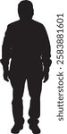 vector; silhouette; front view of senior man standing