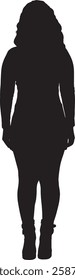 vector; silhouette; front view of a  senior woman standing 