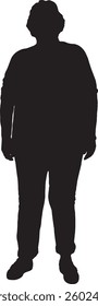 Vector silhouette of front view of a senior woman standing 