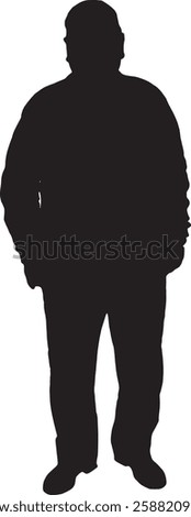 vector; silhouette; front view of a senior man standing and looking at camera
