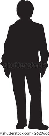 vector silhouette front view of a senior woman standing 