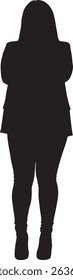 vector; silhouette; front view of standing woman arms crossed