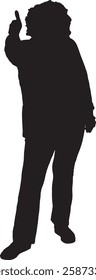 vector; silhouette; front view of a woman standing and thumbs up