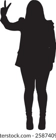 vector; silhouette; front view of a woman showing number two