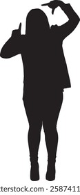 vector; silhouette; front view of a woman framing with her hands