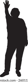 Vector silhouette of front view of a woman standing and greeting