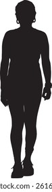 vector; silhouette of a front view of a woman standing woman sportswear