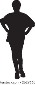 vector silhouette front view of a women arms akimbo