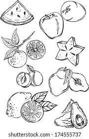 vector silhouette of fruits 