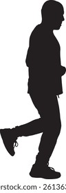 Vector; silhouette of full portrait of running man 