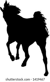 A vector of a silhouette of a galloping horse