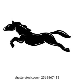 vector silhouette of a galloping horse jumping majestically with a simple but elegant design