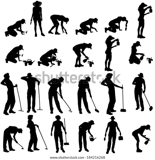 17,846 Silhouette Of Woman Gardening Images, Stock Photos & Vectors ...