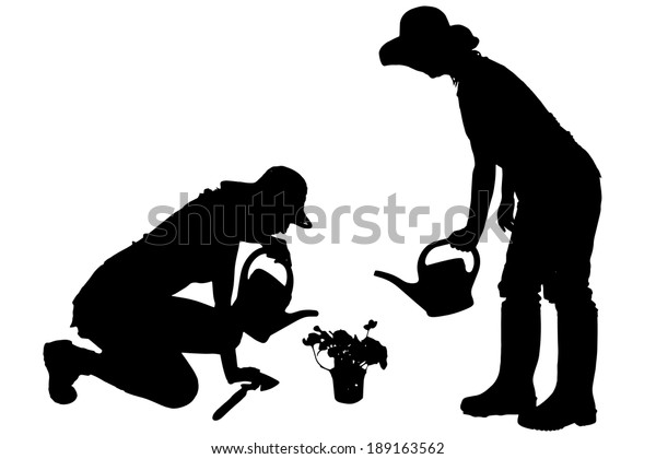 Vector Silhouette Gardener On White Background Stock Vector (Royalty ...