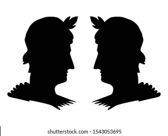 Vector silhouette of Gemini. Zodiac sign. Motives of astrology, astronomy, prediction, traditional science, mistic