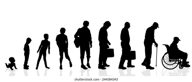 Vector silhouette generation men on a white background.