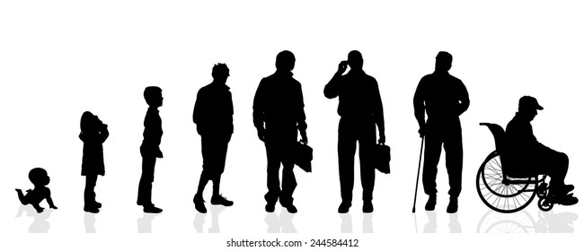 Vector silhouette generation men on a white background.