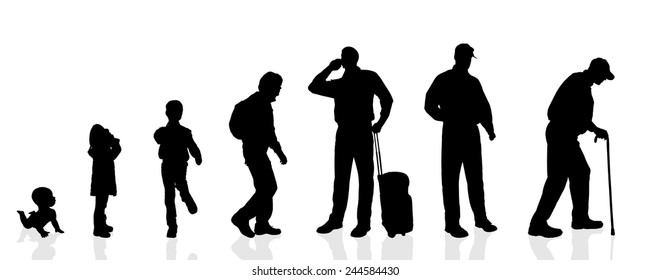 Vector silhouette generation men on a white background.