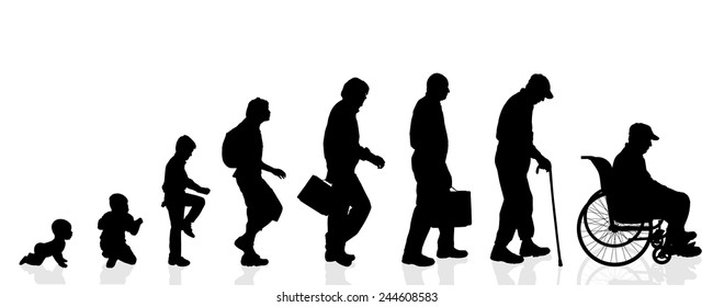 Vector silhouette generation men on a white background.