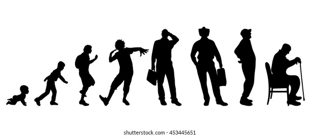 Vector silhouette of a generation of people.