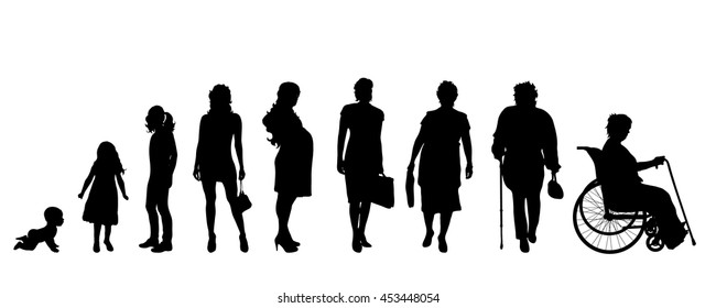 Vector silhouette of a generation of people.