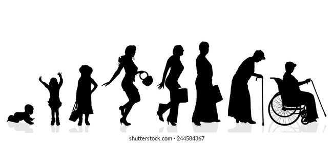 Vector silhouette generation women on a white background.