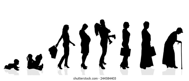 Vector silhouette generation women on a white background.