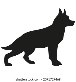Vector Silhouette of German Shepherd Dog for Illustration