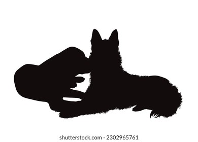 Vector silhouette of German Shepherd with Labrador retriever on white background. Symbol of dog and pet.