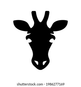 vector silhouette of giraffe head on white background