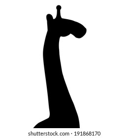 Vector silhouette of a giraffe on a white background.
