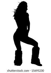 Vector silhouette of girl against the white background