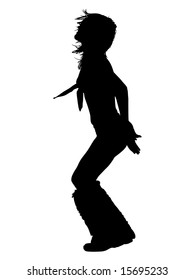 Vector silhouette of girl against the white background
