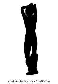 Vector silhouette of girl against the white background