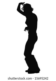 Vector silhouette of girl against the white background