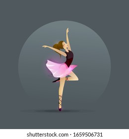 Vector silhouette of a girl dancing in ballet. Plastic and acrobatics.