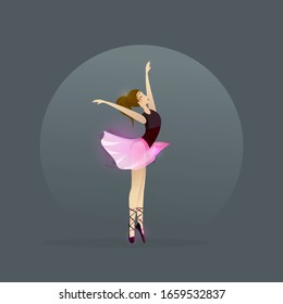 Vector silhouette of a girl dancing in ballet.  
